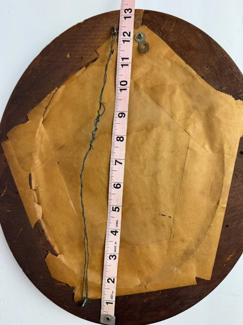 Antique Oval Cherry Wood Mirror w/ Dovetail Deep Frame 14